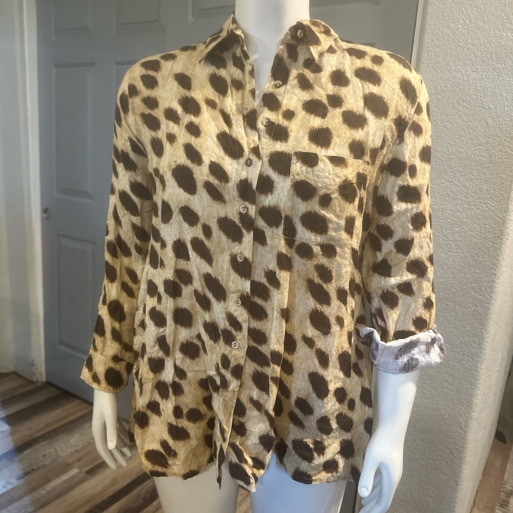 WeWoreWhat Animal Print Button-Down Shirt